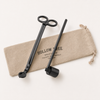 Black candle trimmer and candle snuffer set with ring handles