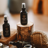 Travel scent spray bundle with three dark glass bottles and mist caps
