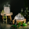 Western red cedar diffuser oil bottle, black glass with ridged cap