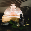 Western red cedar diffuser oil bottle, black with ribbed silver cap and label