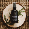 Room spray bottle, dark amber glass with spray pump; Golden Spruce label.