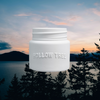 White jar candle with ribbed lid and embossed "HOLLOW TREE" lettering